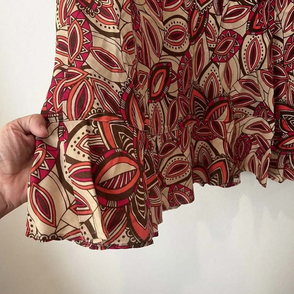 East 5th Women's Long Floral Linen Skirt Size 12 Preppy Y2K Awkward Skirt Fall - Picture 2 of 7